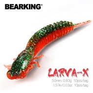 BEARKING Larva 50mm 0.83g 10pcs Artificial Soft Lures Fishing Worm Silicone Bass Pike Minnow Swimbai