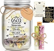 60th Birthday Woman Man LED Bottle Light Birthday, 60th Money Gifts Birthday Packaging, 60th Birthda