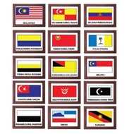 Papan Bendera Negeri-negeri Versi.2 (14's) [Ready Stock] Wooden Flag States Malaysia