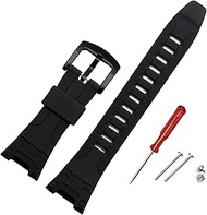 For Casio For PROTREK Watch For PRG-110Y For C For PRW-1300Y For PRG-130Y For PRW-1500Y Men's Resin Silicone Watchband Accessories (Color : Black black buckle, Size : 26X13mm)