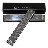 ฮาร์โมนิก้า สีเงิน ฮาโมนิก้าคีย์  B เม้าออแกนขนาด24ช่อง เมาท์ออแกน SILVER Harmonica  Swan  24holes H