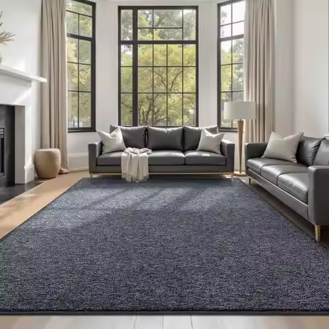 inRèc 6x9 Washable Area Rugs or Bedroom Living Room, Low Pile Thin Rug Solid Color, Non-Slip Carpet