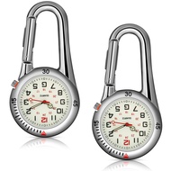 Hicarer 2 Pieces Clip on Quartz Watch Backpack Fob Belt Watch Glow in The Dark Unisex Pocket Watch w
