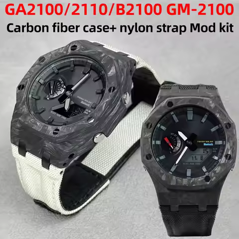 GA2100 Upgrade Mod kit For Casio GA-2100 GA2110 GA-B2100 GM-2100 GBM2100 Carbon Fiber Case Nylon Str
