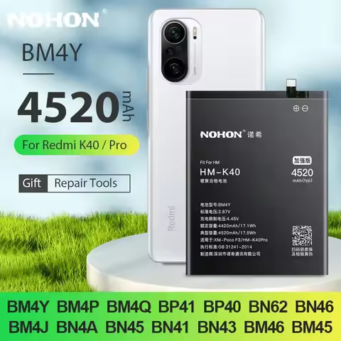 NOHON BM4Y Battery for Redmi K40 K30 K20 Note 10 9 8 Pro 7 5 4 4X BN46 BN62 BP40 BM4Q BN45 BN4A BN5A