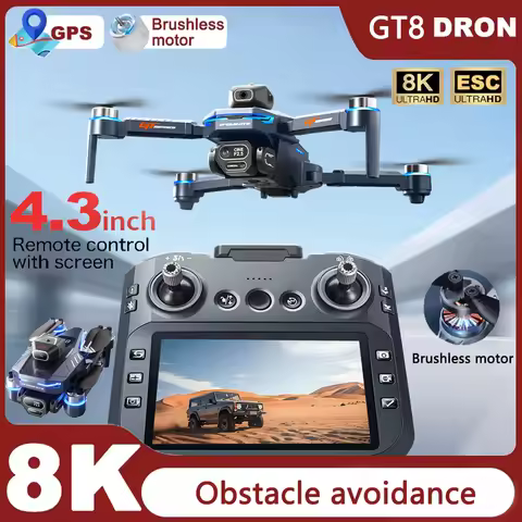 2025 New GT8 Drone Brushless Motors GPS 8K Professional HD 360° Dual Cameras 5G WIFI Obstacle Avoida