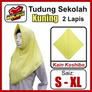 Tudung Sekolah DUA LAPIS KUNING Koshibo/Tudung Sekolah Pengawas Koshibo Licin(READY STOCK)#FastDeliv