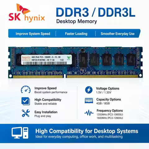 SK Hynix DDR3 DDR3L Memory PC Desktop RAM 4GB 8GB 2x4GB 16GB 2x8GB 1333 1600MHz DIMM PC3-10600 PC3-1