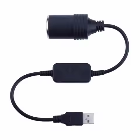 USB A Male to 12V Car Cigarette Lighter Socket Female Cable Converter 1Ft/30cm
