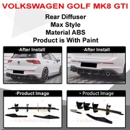 VOLKSWAGEN GOLF MK8 GTI MAX STYLE REAR BLADE DIFFUSER MATERIAL ABS (PIANO BLACK)