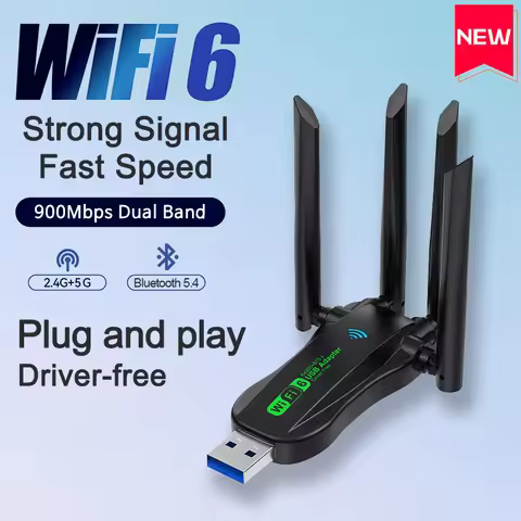 900Mbps WiFi Network Card 2.4G/5Ghz Bluetooth 5.4 Wi-Fi6 Dongle AX900 USB 4-Antenna Wireless Receive
