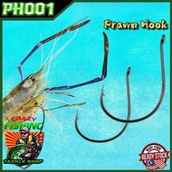 Crazy《PH001 Prawn Hook》1pcs High Quality Prawn Hook Mata Kail Pancing Udang Galah Sepit Biru Hook Udang