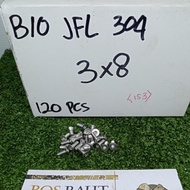 VERSENG L STAINLESS BOLT M3X8 - B/O JFL SS304 M3X8 P0.5