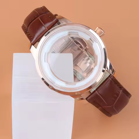 Arched glass 40mm Rose gold Case FIT Cocktail NH35 Case Leather Bracelet For Seiko Presage NH35 NH36