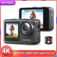 AKASO Brave 7 4K30FPS 20MP WiFi Action กล้องหน้าจอสัมผัส5M/16FT กันน้ำกล้อง EIS 2.0ซูมภายนอกไมโครโฟนควบคุม2X 1350MAh แบตเตอรี่ Vlog กล้อง