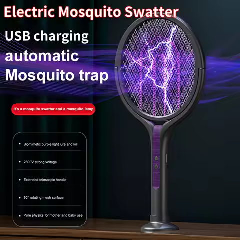 2-in-1 Mosquito Killer Multi functional Electric Fly Mosquito Swatter Retractable Mosquito Swatter U