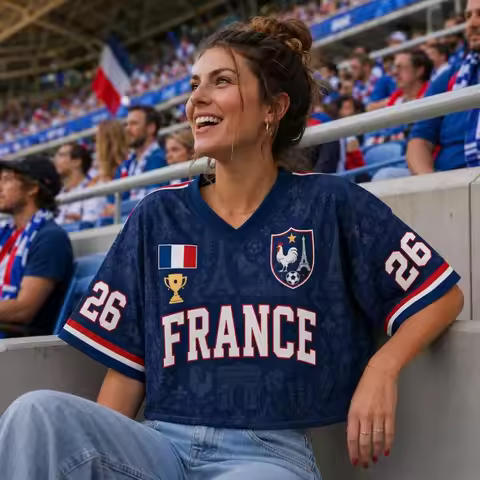 National Team, Football Baby Fashion Short Sleeves, Supporting French Beauty Clothing, Sports Crop T