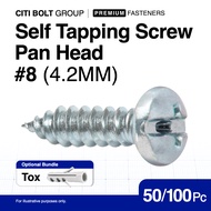50-100pc 8 (4.2MM) Hardened Pan Head Self Tapping Screw | Sheet Metal Screw
