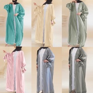 plain color abaya puff sleeves rash guards cardigan ABAYA Muslim dress jubah Muslimah robe women wear abaya