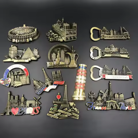UK Italy Rome France Paris American Qatar Metal Fridge Magnet Magnetic Refrigerator Decoration Stick