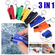 Car Emergency Escape Window Hammer Breaker 3IN1 Mini Keychain Seat Belt Cutter Warning Whistle Car Rescue Tool Kit