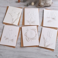 Minimalist Literary Rose Lily Flower Series 3D Relief Greeting Card Birthday Wishes Message Card