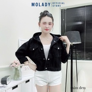Áo khoác JEAN nữ MOLADY có nón túi nắp nón to có dây rút K534