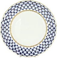 Lomonosov Porcelain Cake Dessert Plate Cobalt Net Plate 7 Inches Diameter