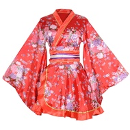 Kimono Bathrobe Costume Japanese Traditional Yukata Cosplay Women's Sexy Sakura Pattern High Split L