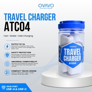 Ovavo ATC04 Travel Charger Toplean contents 10 pcs - Dual Port USB & Type-C 5V-3A-fast charging