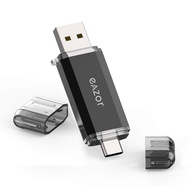 Type C Flash Drive, 2 in 1 OTG USB C+ USB 3.0 Dual Drive Waterproof Memory Stick with Keychain Metal
