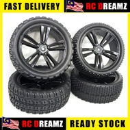 RC Wheels and Tires 1/10 Scale RC Buggy Rubber Tires Black Rims 1:10 RC Buggy Tires 4pcs