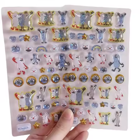 Japanese Style Puppet Sunsun Nonnon Zonzon Cartoon Cute 3D Relief Sticker Phone Case Decoration Acce