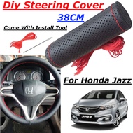 Honda Jazz Steering Wheel Cover Pu Leather DIY Kulit Jarum Jahit Sarung Cover Steering Kereta