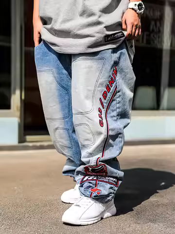 ACUSA Jeans Stacked Embroidered Washed Denim Jeans 633 Version Letter Stitching 3D Patchwork Men's L