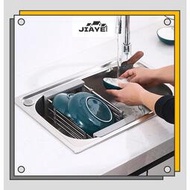 JiaYe--現貨速發 不鏽鋼  廚房水槽瀝水籃  瀝水架  可伸縮洗碗池  水池洗菜籃  餐具濾幹籃