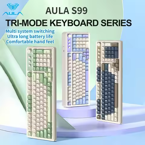 AULA S99 2.4G Wireless/ Bluetooth/Wired Three Mode Gaming keyboard RGB ergonomic keyboard Office Typ