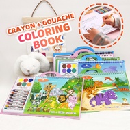 Children Crayon Gouache Painting Book Set Art Painting Doodle Book Cartoon Kid Drawing Coloring Book