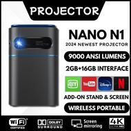 2024 NANO Pocket Portable Smart Projector Android 9.0 5G Wifi BT 5.0 DLP Mini Projector Battery supp