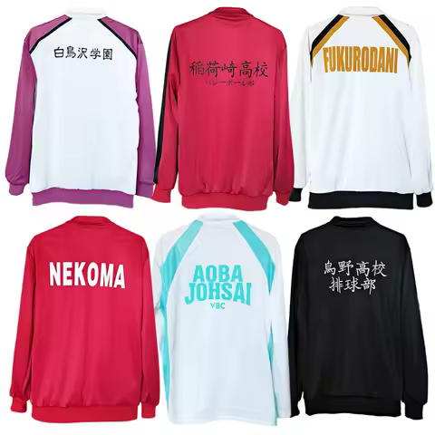 Haikyuu Karasuno Nekoma Fukurodani Aoba Johsai Shiratorizawa Hoodie Jacket Cosplay Costume Haikiyu M
