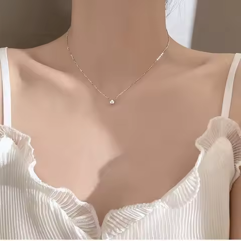 S925 sterling silver necklace, S925 silver-plated diamond necklace, simple and stylish, perfect for
