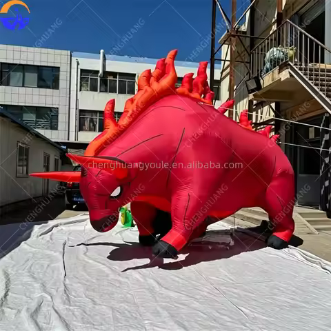 Giant Inflatable Battle Red Bull Animal Model Outdoor Courtyard Zoo Decoration Party Event Nightclub