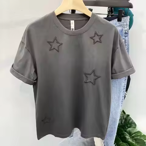 Men Clothing Luxury Designer Summer Casual Loose T-shirts 5Star Embroidery for Men 230g Heavyweight 
