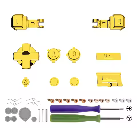 eXtremeRate Full Set Buttons for Gameboy Advance SP for GBA SP Console - Chrome Gold