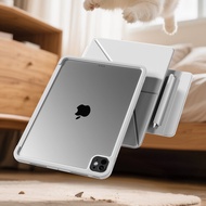 ZOYU | เคส iPad Pro แบบมีขอบสองด้านพร้อมซองปากกาดูดซับแม่เหล็กพร้อมขาหมุนได้แบบพับได้ ปกป้อง Apple i