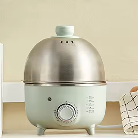220v Electric Egg Cooker Stainless Steel Mini Food Steaming Cooking Pot Machine Household Egg Boiler