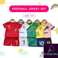 Kids 1-7Y Football Jersey Set Short Sleeve Shirt Sport Pants 2pcs Set | Baju Budak Bola Sepak Kanak-Kanak AM10276