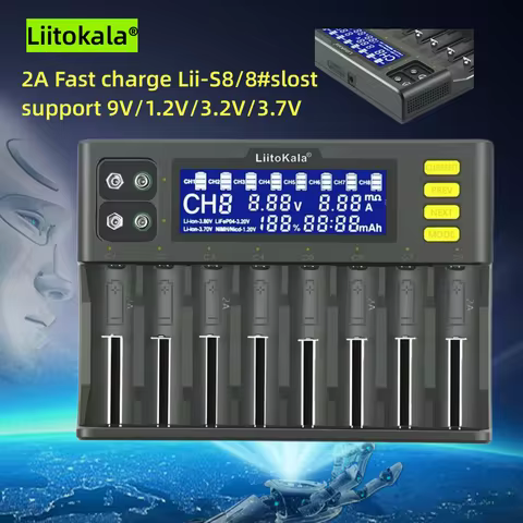 LiitoKala Lii-S8 Lii-600 M4 Lii202 Battery Charger 3.7V Li-ion NiMH 1.2V 9V Li-FePO4 3.2V IMR 3.8V f