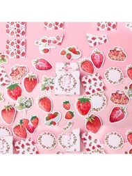 盒裝貼紙,45 張創意草莓起司蛋糕愛情主題日記本和信封裝飾貼紙