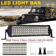 12inch 134LED 402W 5 rows LED Work Light Bar Spotlight Flood 12V 24V Offroad LED Light Bar For Truck